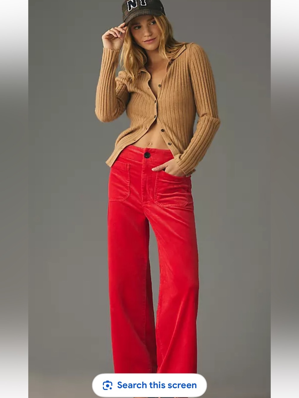 Maeve by Anthropologie Red Wide-Leg Velvet Pants